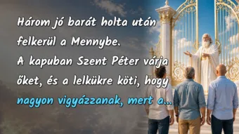 Három jó barát holta után felkerül a Mennybe. A kapuban Szent Péter várja őket, és a lelkükre köti, hogy nagyon vigyázzanak, mert a...