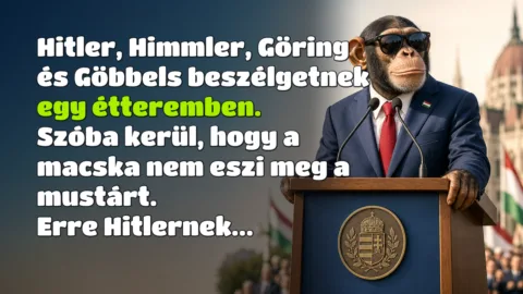 Hitler, Himmler, Göring és Göbbels beszélgetnek egy étteremben. Szóba kerül, hogy a macska nem eszi meg a mustárt. Erre Hitlernek...