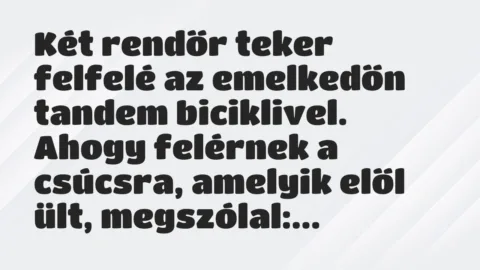 Vicc: Két rendőr teker felfelé az emelkedőn tandem biciklivel…