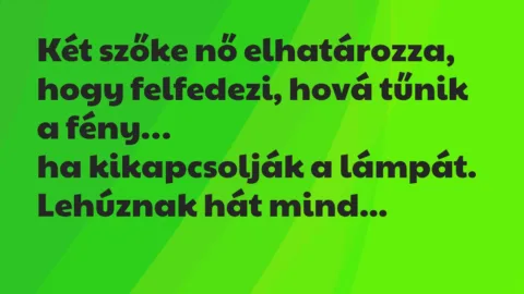 Vicc: Két szőke nő elhatározza, hogy felfedezi, hová tűnik a fény…