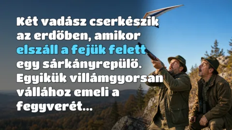 Két vadász cserkészik az erdőben, amikor elszáll a fejük felett egy sárkányrepülő. Egyikük villámgyorsan vállához emeli a fegyverét...