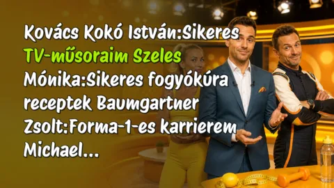 Kovács Kokó István:Sikeres TV-műsoraim Szeles Mónika:Sikeres fogyókúra receptek Baumgartner Zsolt:Forma-1-es karrierem Michael...