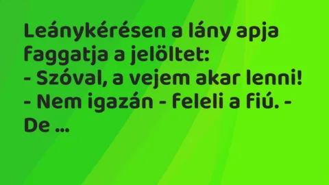 Vicc: Leánykérésen a lány apja faggatja a jelöltet…