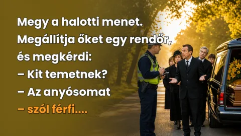 Vicc: Megy a halotti menet. Megállítja őket egy rendőr, és megkérdi…