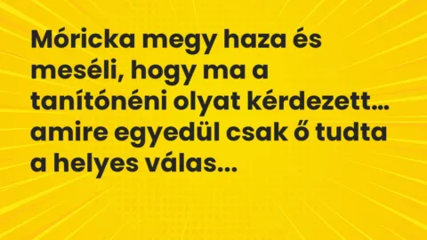 Vicc: Móricka megy haza és meséli, hogy ma a tanítónéni olyat kérdezett…