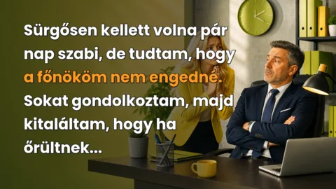 Sürgősen kellett volna pár nap szabi, de tudtam, hogy a főnököm nem engedné. Sokat gondolkoztam, majd kitaláltam, hogy ha őrültnek...