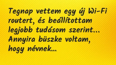 Vicc: Tegnap vettem egy új Wi-Fi routert, és beállítottam legjobb tudásom…
