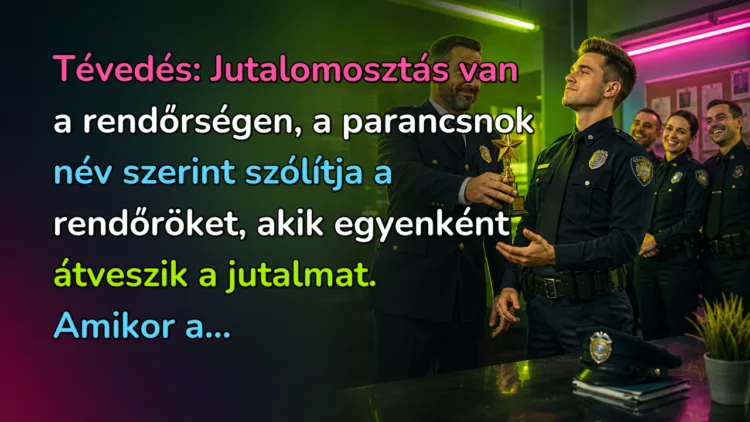 Vicc: Tévedés... Tévedés: Jutalomosztás van a rendőrségen, a parancsnok név szerint szólítja a rendőröket, akik egyenként átveszik a jutalmat. Amikor a...