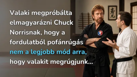 Valaki megpróbálta elmagyarázni Chuck Norrisnak, hogy a fordulatból pofánrúgás nem a legjobb mód arra, hogy valakit megrúgjunk...