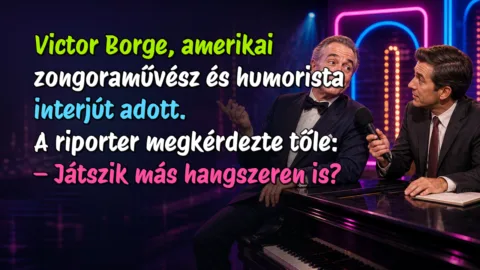Victor Borge, amerikai zongoraművész és humorista interjút adott. A riporter megkérdezte tőle: – Játszik más hangszeren is?