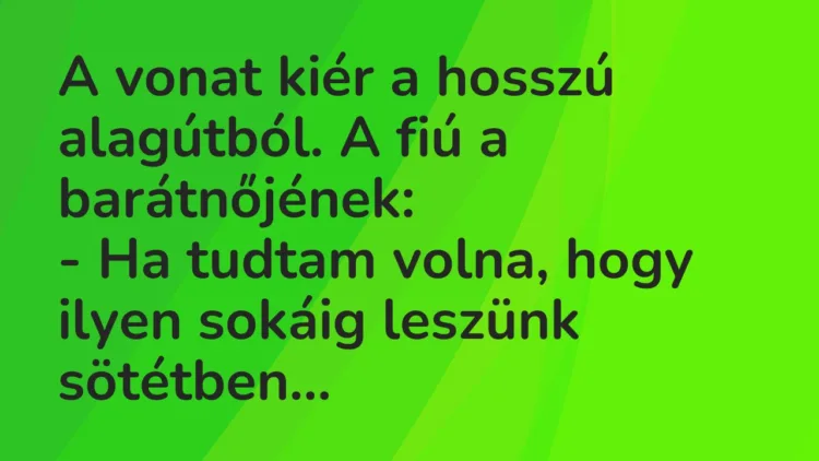Viccek: A vonat kiér a hosszú alagútból. A fiú a barátnőjének… Viccek: A vonat kiér a hosszú alagútból. A fiú a barátnőjének…