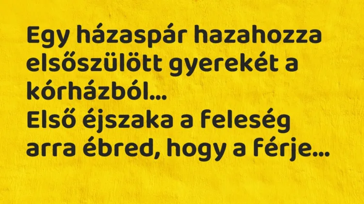 Viccek: Egy házaspár hazahozza elsőszülött gyerekét a kórházból… Viccek: Egy házaspár hazahozza elsőszülött gyerekét a kórházból…