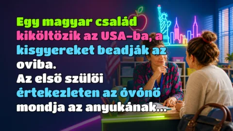 Egy magyar család kiköltözik az USA-ba, a kisgyereket beadják az oviba. Az első szülői értekezleten az óvónő mondja az anyukának...