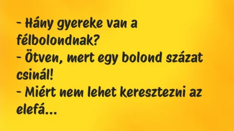 Viccek: Hány gyereke van a félbolondnak?