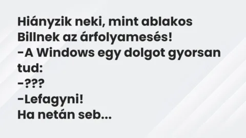 Viccek: Hiányzik neki, mint ablakos Billnek az árfolyamesés…
