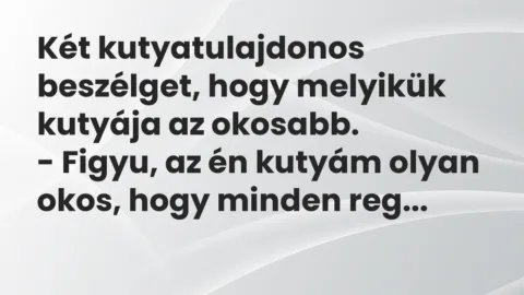 Viccek: Két kutyatulajdonos beszélget, hogy melyikük kutyája az okosabb…