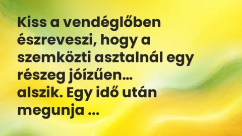 Viccek: Kiss a vendéglőben észreveszi, hogy a szemközti asztalnál egy részeg…