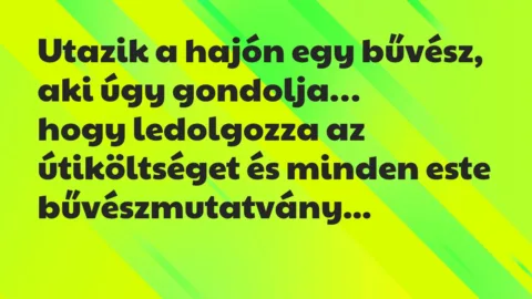 Viccek: Utazik a hajón egy bűvész, aki úgy gondolja, hogy ledolgozza…